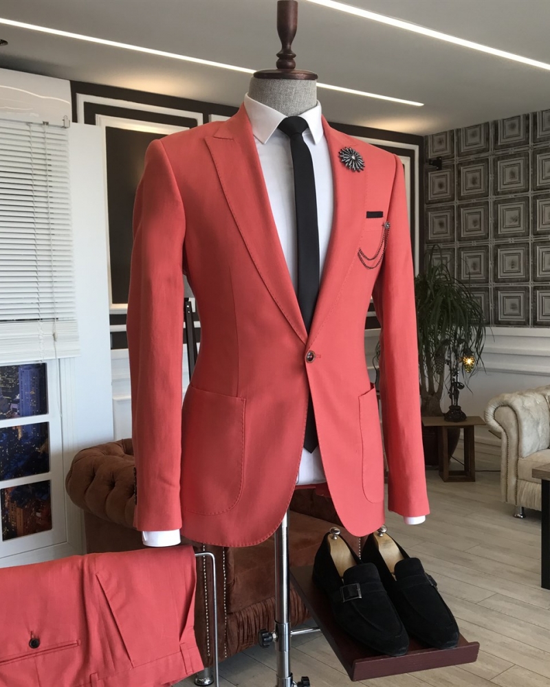 Pink Slim Fit Italian Designed Suit for Men by GentWith.com with Free Worldwide Shipping