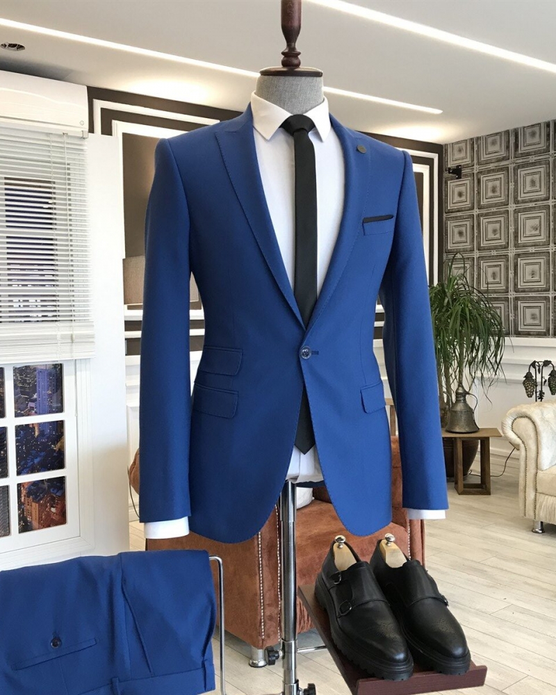 Blue Slim Fit Italian Designed Suit for Men by GentWith.com with Free Worldwide Shipping