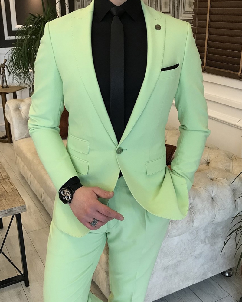 Green Slim Fit Italian Designed Suit for Men by GentWith.com with Free Worldwide Shipping