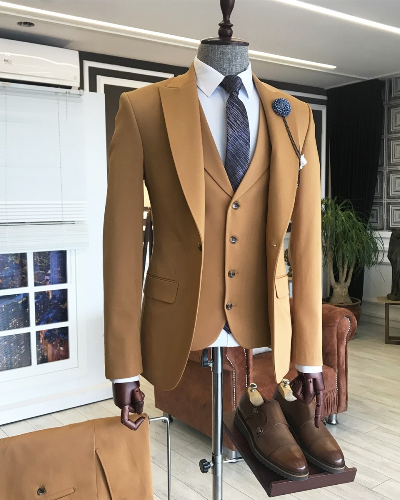 Mustard Slim Fit Italian Designed Suit for Men by GentWith.com with Free Worldwide Shipping