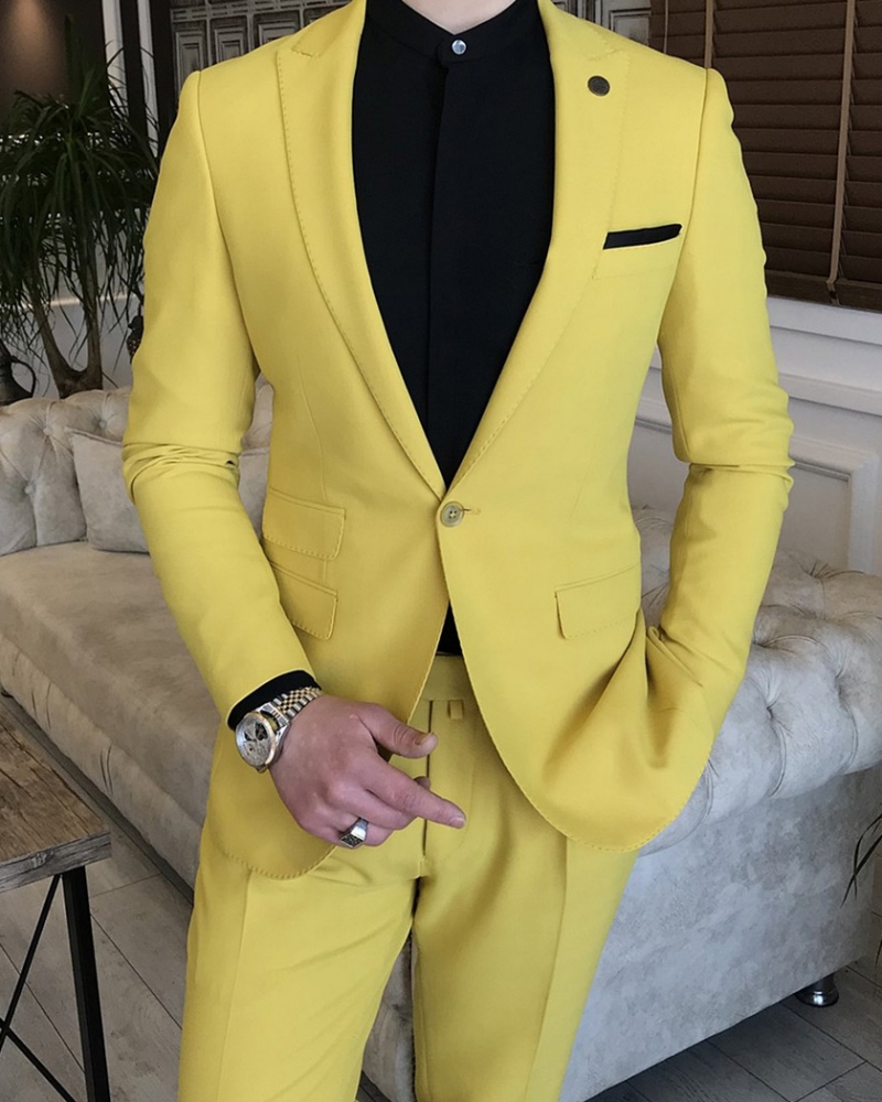 Yellow Slim Fit Italian Designed Suit for Men by GentWith.com with Free Worldwide Shipping