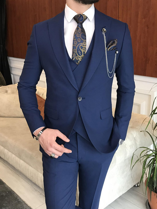 Navy Blue Slim Fit Italian Designed Suit for Men by