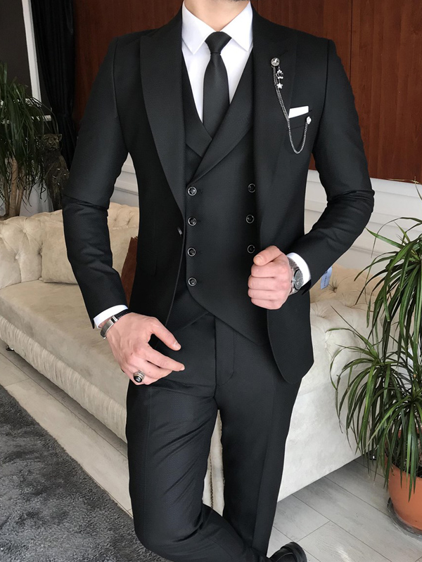 Black Slim Fit Italian Designed Suit for Men by GentWith.com