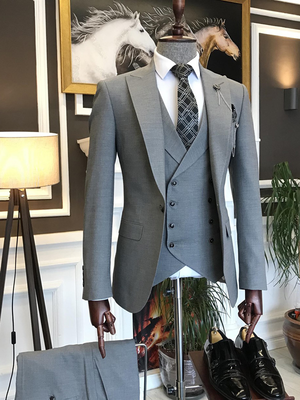 Gray Slim Fit Italian Designed Suit for Men by