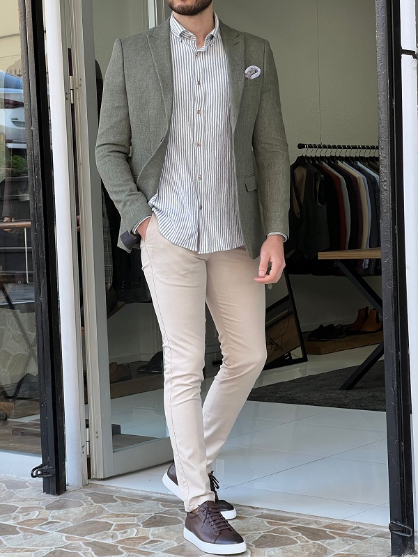 Green shop linen blazer