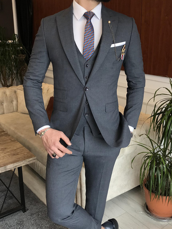 Dark Gray Slim Fit Italian Designed Suit for Men by GentWith.com