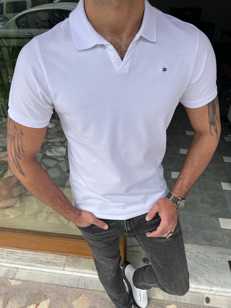 GentWith Miami White Slim Fit Polo T-Shirt 