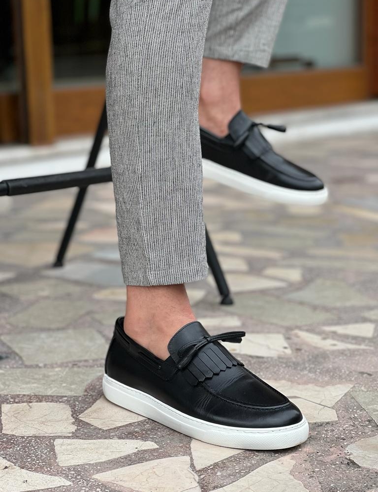 Black Kiltie Loafers for Men by GentWith.com with Free Worldwide Shipping