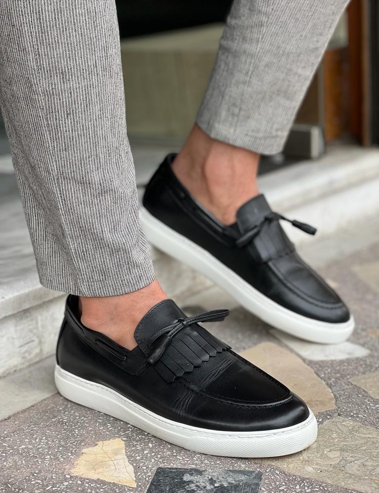 Black Kiltie Loafers for Men by GentWith.com with Free Worldwide Shipping