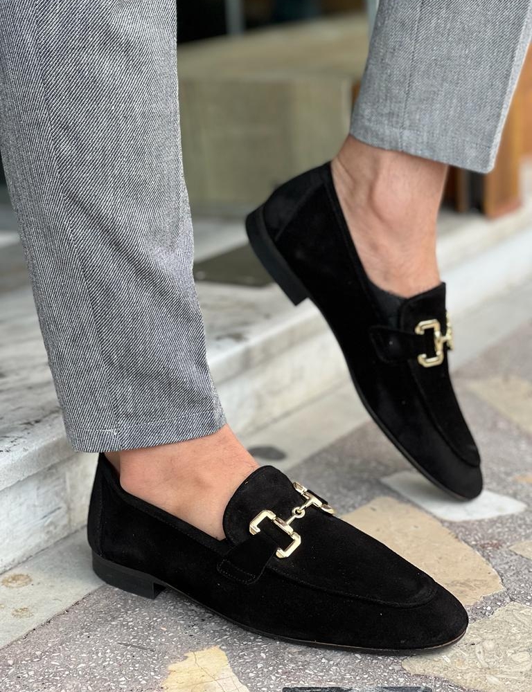 Black Suede Loafers for Men by GentWith.com with Free Worldwide Shipping