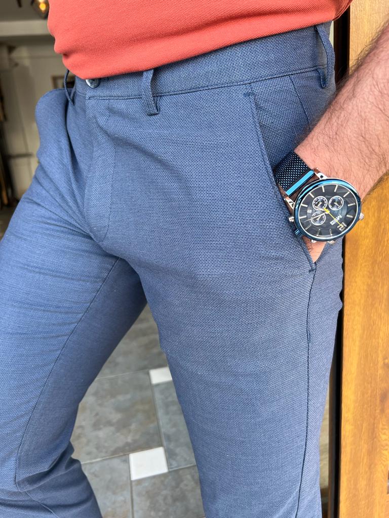 GentWith Tampa Blue Slim Fit Cotton Pants