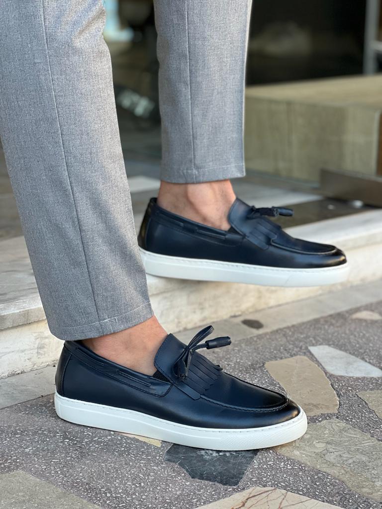 GentWith Tampa Dark Blue Kiltie Loafers 