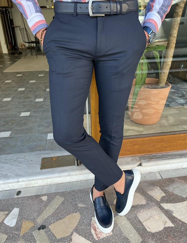 Slim Fit Trousers, Dark Blue