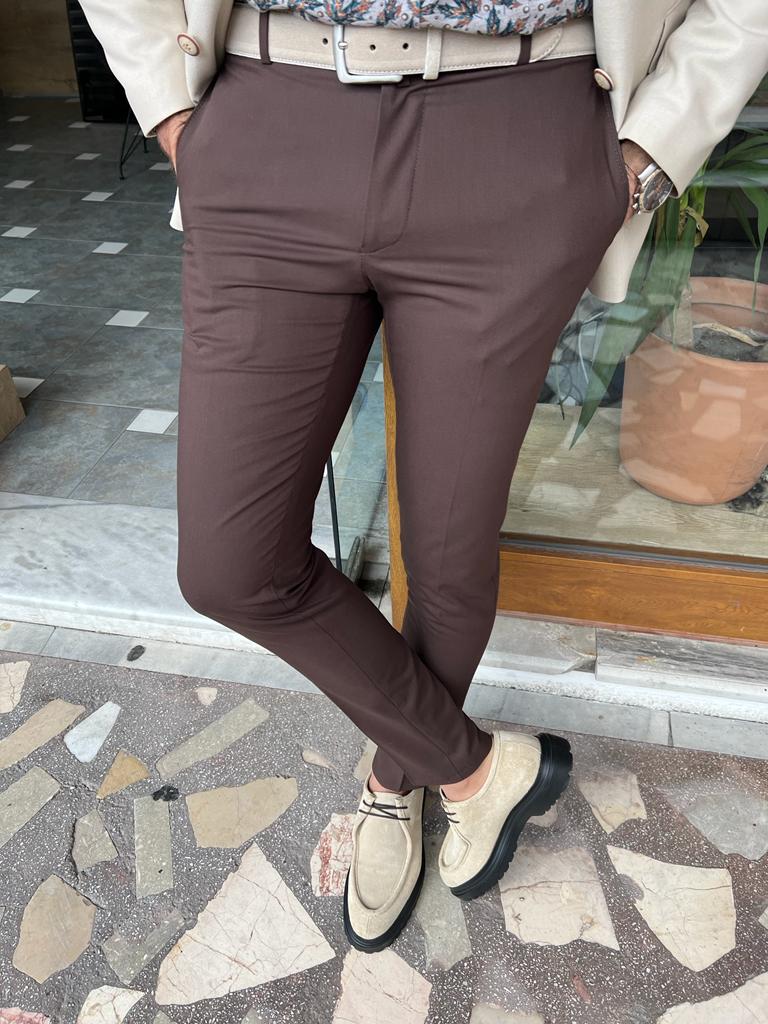 BOSS - Slim-fit trousers in micro-patterned stretch fabric