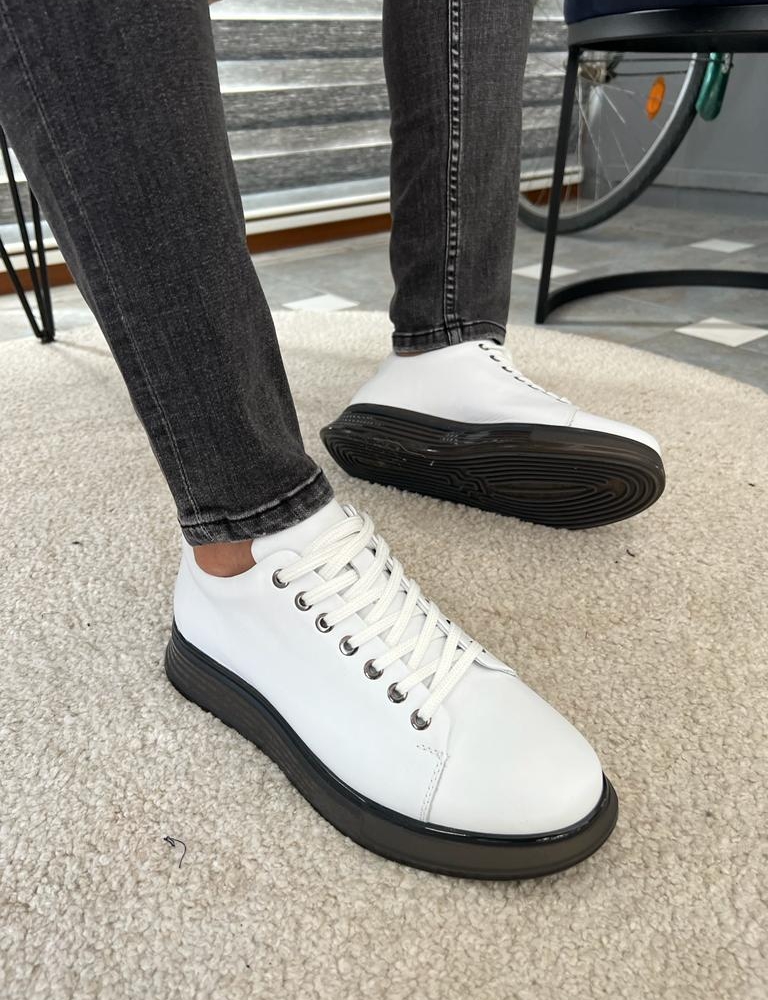 White Height Top Sneakers for Men by GentWith.com with Free Worldwide Shipping