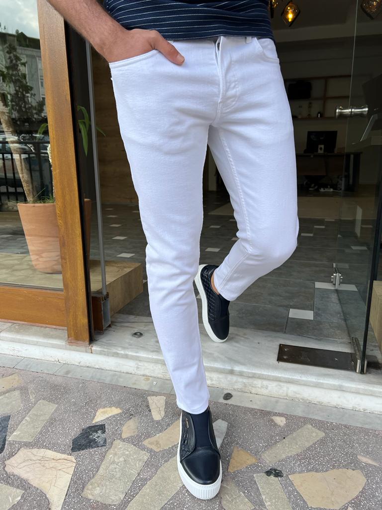 GentWith Tampa White Slim Fit Jeans 