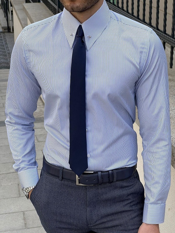 Buy Blue Slim Fit Dress Shirt by GentWith.com with Free Shipping