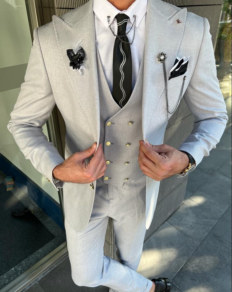 Gray Slim Fit Italian Designed Suit for Men by GentWith.com with Free Worldwide Shipping