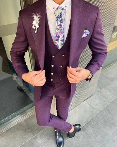 Purple Slim Fit Italian Designed Suit for Men by GentWith.com with Free Worldwide Shipping
