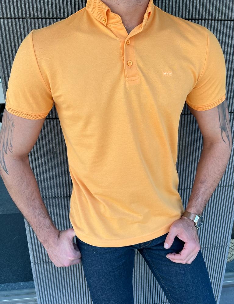 Yellow Slim Fit Polo T-Shirt for Men by GentWith.com with Free Worldwide Shipping