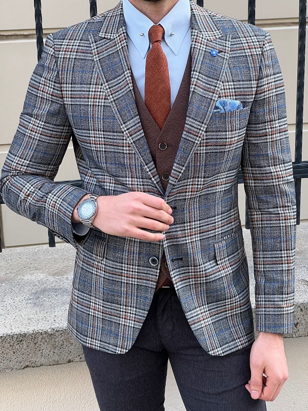 Plaid check clearance blazer