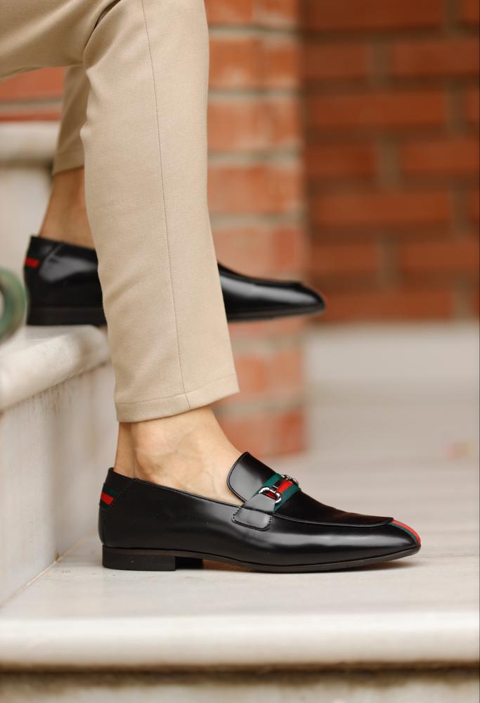 Black Bit Groom Leather Loafers for Men by GentWith.com with Free Worldwide Shipping