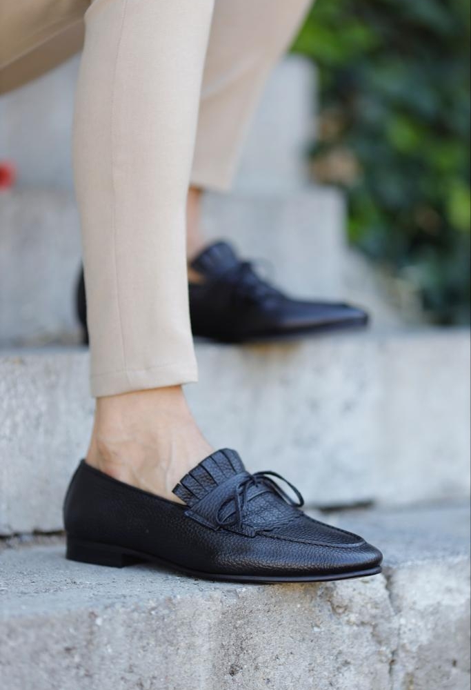 Black Kilt Groom Loafers for Men by GentWith.com with Free Worldwide Shipping