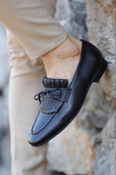 Black Kilt Groom Loafers for Men by GentWith.com with Free Worldwide Shipping