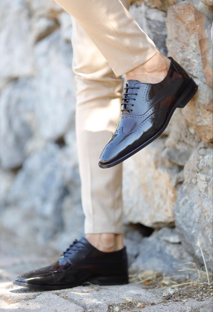 Black Groom Leather Wingtip Oxfords for Men by GentWith.com with Free Worldwide Shipping