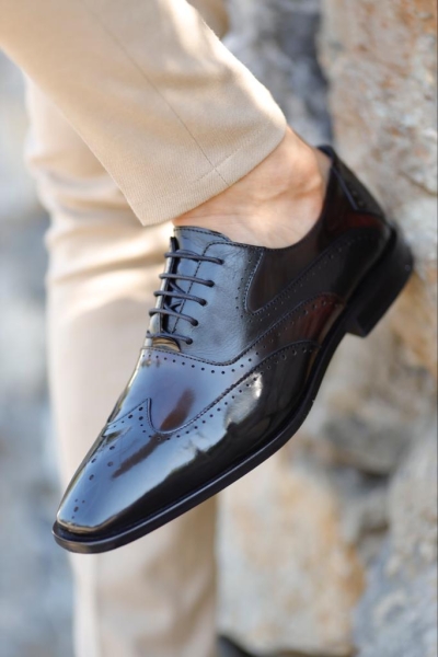 Black Groom Leather Wingtip Oxfords for Men by GentWith.com with Free Worldwide Shipping