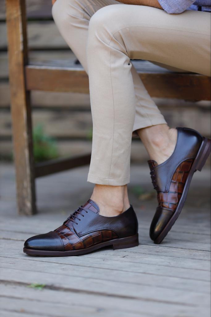 Brown Cap Toe Derby for Groom Men by GentWith.com