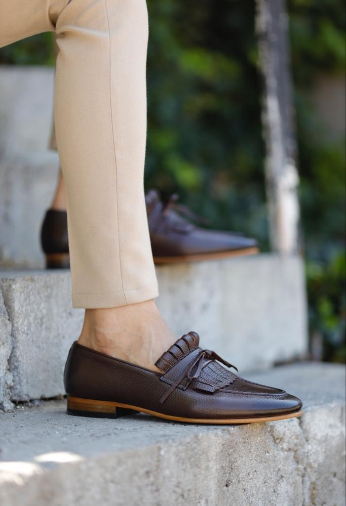 Brown Kilt Groom Loafers for Men by GentWith.com with Free Worldwide Shipping