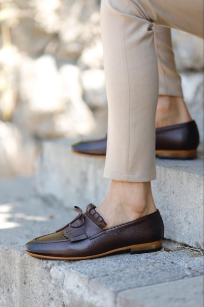 Brown Kilt Groom Loafers for Men by GentWith.com with Free Worldwide Shipping