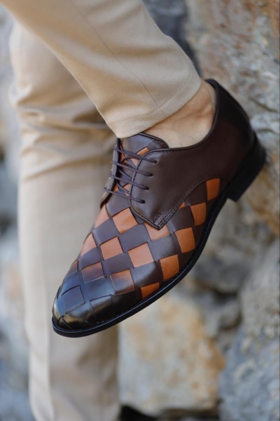 Tan Brown Groom Leather Derby for Men by GentWith.com with Free Worldwide Shipping