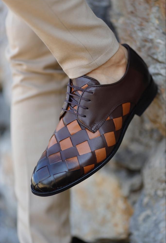 Tan Brown Groom Leather Derby for Men by GentWith.com with Free Worldwide Shipping