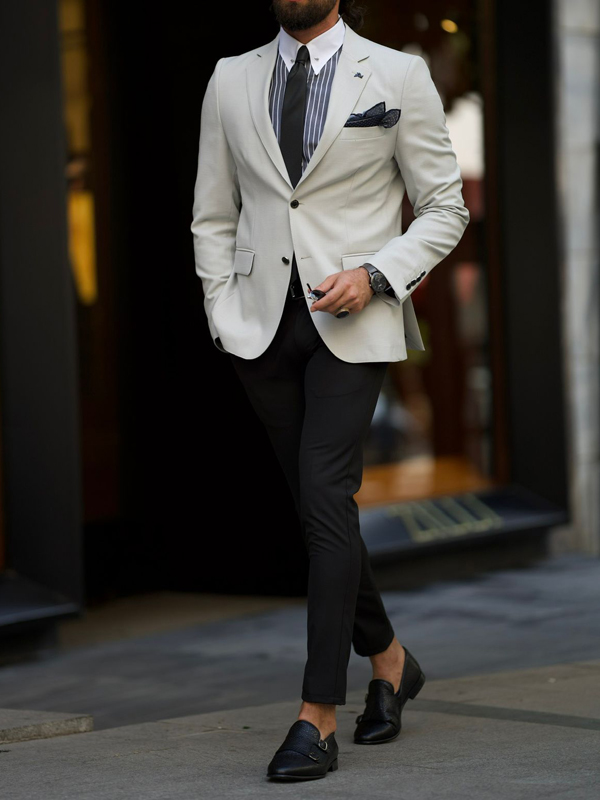 Gray Slim Fit Notch Lapel Wedding Groom Jacket Blazer for Men by GentWith.com with Free Worldwide Shipping
