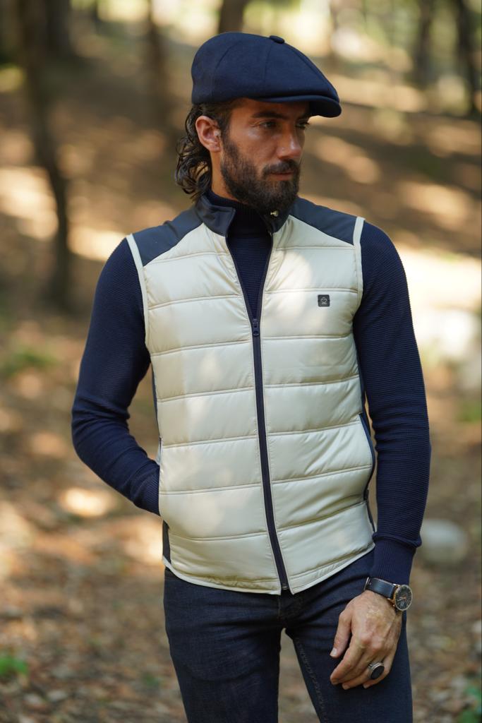 Green Slim Fit Puffer Vest for Men by