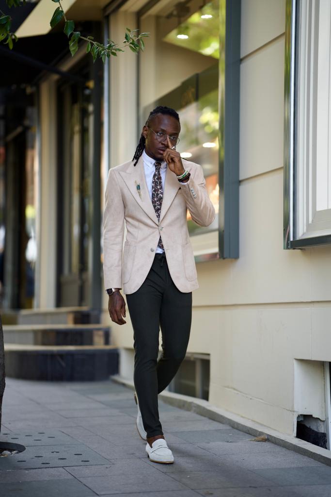 Beige Groom Wedding Jacket Blazer for Men