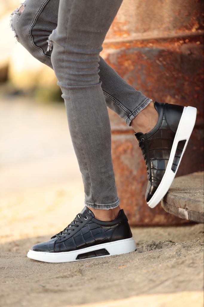 Crocodile pattern lace up sneakers online