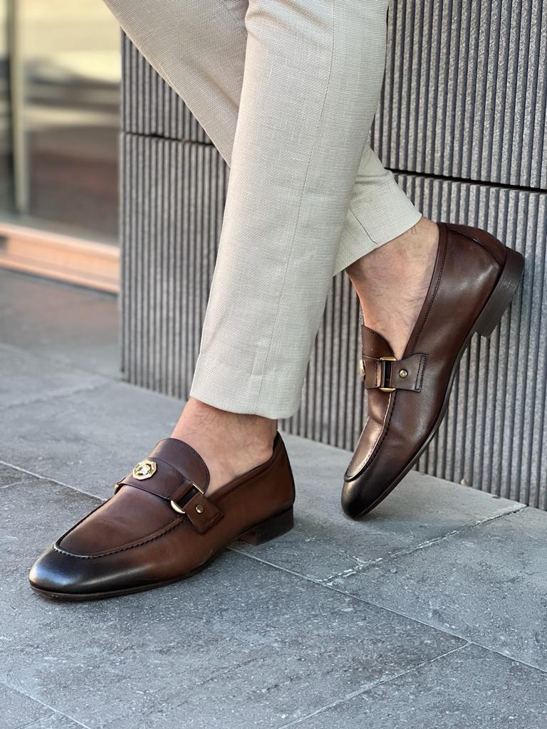 STAFFORD Penny Loafers Shoes 014-9182 BROWN LEATHER Men's Size 12M