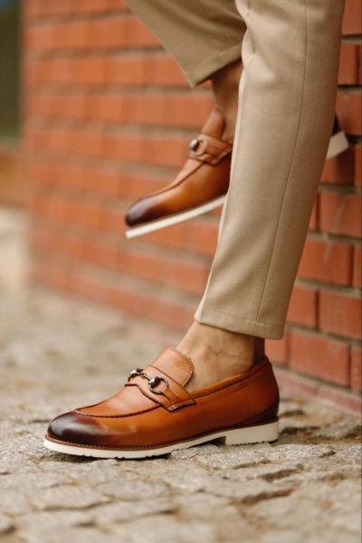 Tan Groom Wedding Bit Loafers for Men by GentWith.com with Free Worldwide Shipping