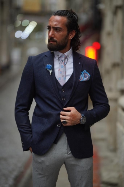 GentWith Henderson Navy Blue Slim Fit Blazer