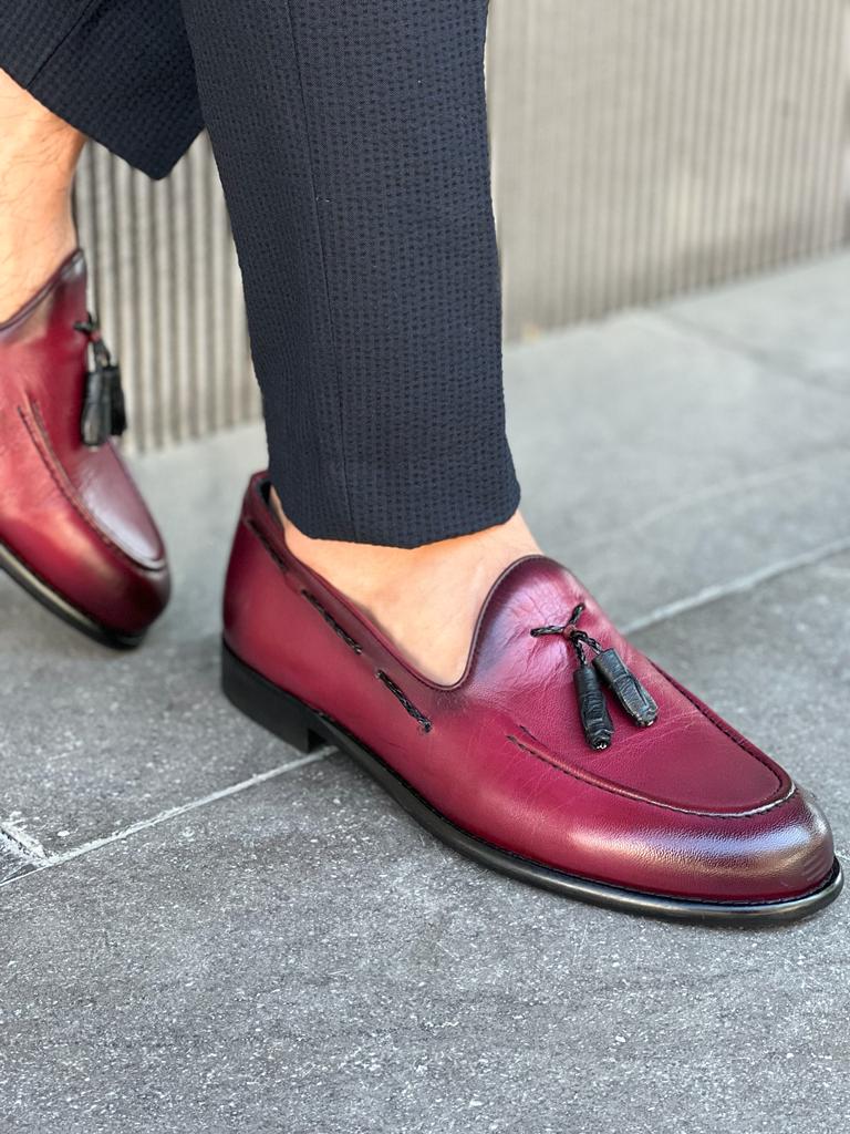 Burgundy Tassel Loafers for Men | GentWith.com