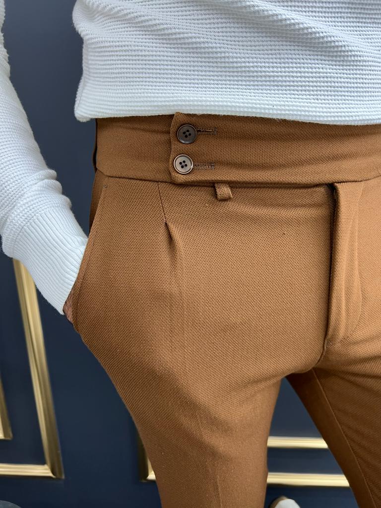 GentWith Sioux Camel Slim Fit Cotton Pants