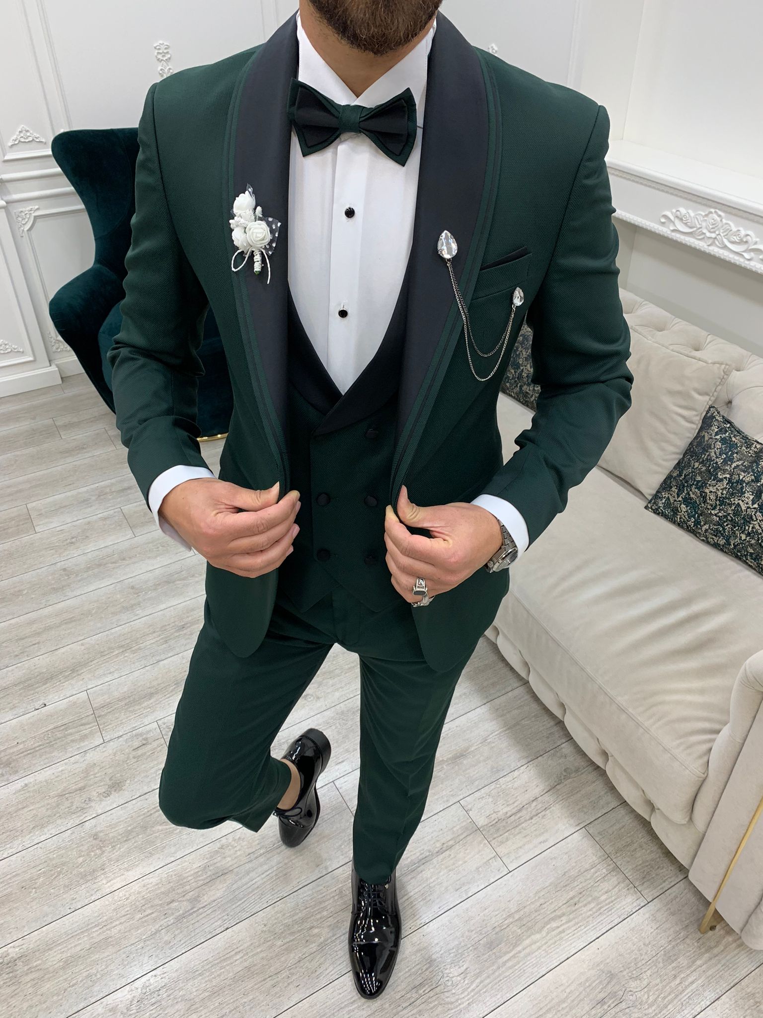 Green Slim Fit Groom Tuxedo for Men by GentWith.com