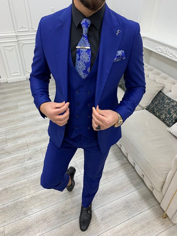 Electric blue suit, blue pinstripe suits, mens blue suits