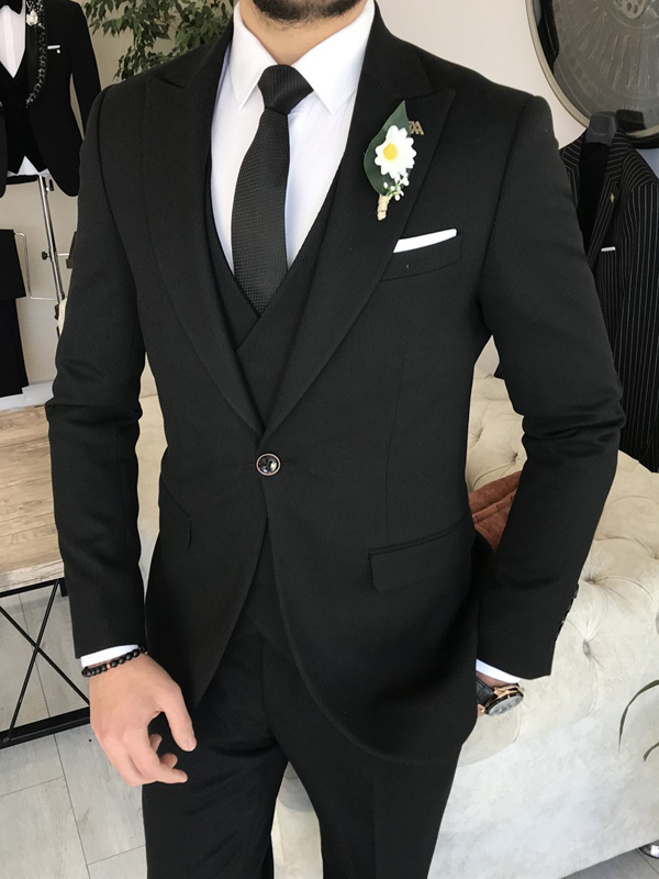 Black Slim Fit Groom Wedding Suit For Men By 6812