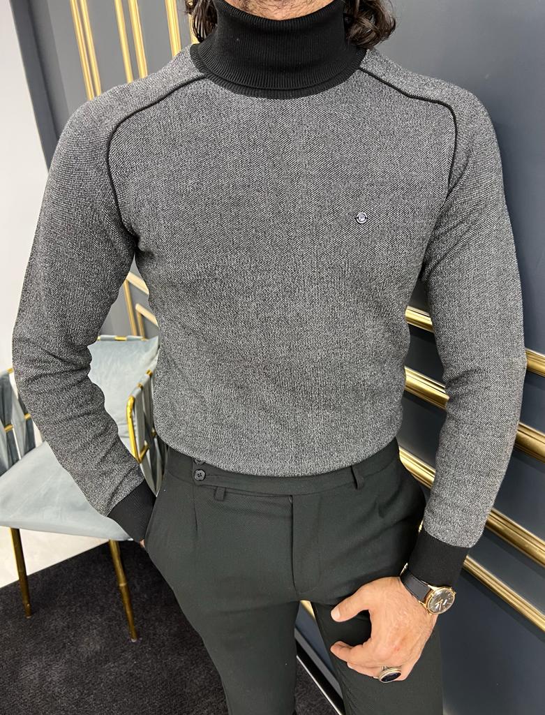 GentWith Sioux White Slim Fit Turtleneck Sweater