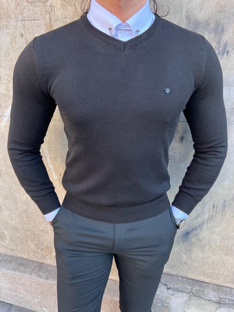 Mens slim fit outlet v neck jumper