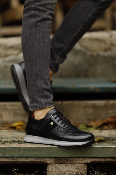 Black Mid Top Sneakers by GentWith.com with Free Worldwide Shipping